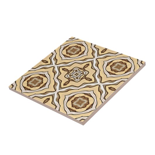 Carreau Beige Tan Brown Taupe Ivory Ethnic Tribe Art (Côté)