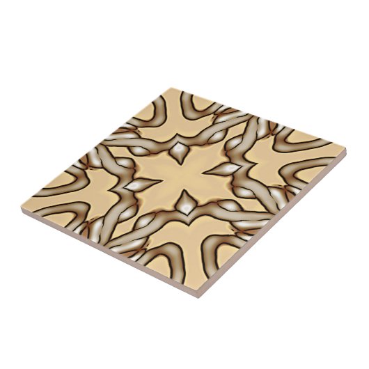 Carreau Beige Tan Brown Taupe Ivory Ethnic Tribe Art (Côté)