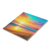 Carreau Bel coucher de soleil sur l'Ocean Sandy Beach (Côté)