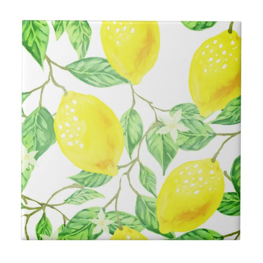Carreau Belle aquarelle design citron (Devant)