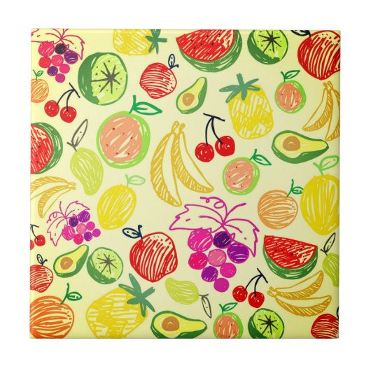 Carreau Belle aquarelle design Fruit Sud (Devant)