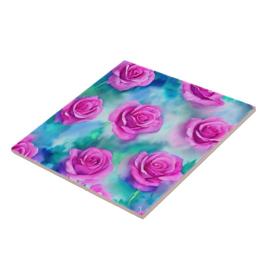 Carreau Belle aquarelle Moderne Roses Rose Collection (Côté)