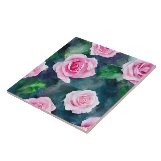 Carreau Belle Aquarelle tendance Collection Roses roses ro (Côté)