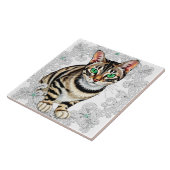 Carreau Belle Chat Bengale en Arrière - plan de dentelle (Côté)