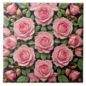 Carreau Belle collection de roses roses tendance (Devant)