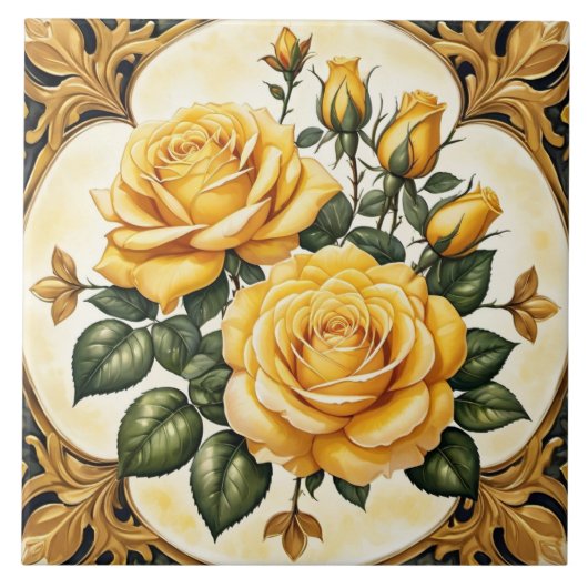 Carreau Belle collection moderne de rose jaune (Devant)