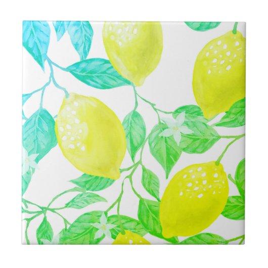Carreau Belle conception aquarelle citron (Devant)