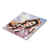 Carreau Belle danseuse de flamenco espagnole en Poka Rouge (Côté)