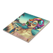 Carreau Belle femme Art Pop Rétro avec Lollipop (Côté)