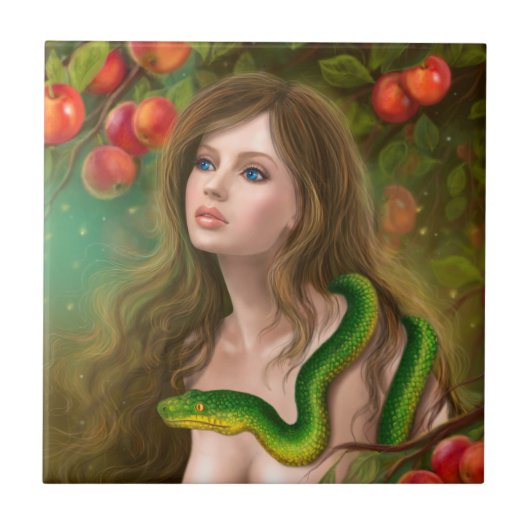 Carreau Belle femme Eve et serpent. (Devant)