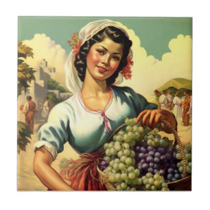 Carreau Belle fille du calendrier mexicain dans la récolte
