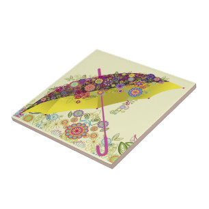 Carreau Belle Fleur et Parasol Oiseau