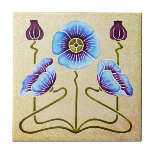 Carreau Belle flore Art Nouveau sur pierre (Devant)