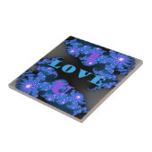 Carreau Belle Galactique Blue Love Texte Motif Design, (Côté)