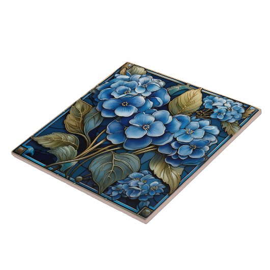 Carreau Belle Hydrangée Bleue Fleur (Côté)