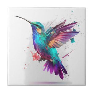 Carreau Belle impression de colibri à l'aquarelle vibrante
