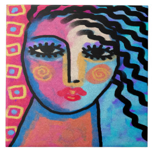 Carreau Belle journée de peinture numérique Abstraite d'un