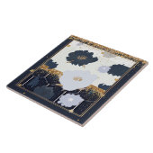 Carreau Belle Marine Bleu et Gold Floral Design (Côté)