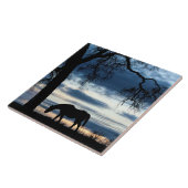 Carreau Belle mosaïque d'art pour le cheval et le chêne (Côté)