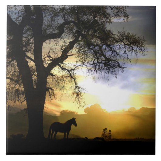 Carreau Belle mosaïque d'art pour le cheval et le chêne (Devant)