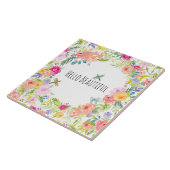 Carreau Belle Peach Rose or Aquarelle Jaune Rose Floral (Côté)