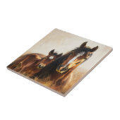 Carreau Belle peinture de jument et de poulain (Côté)