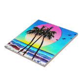 Carreau Belle peinture du coucher de soleil à la plage (Côté)