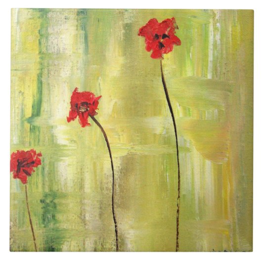 Carreau Belle peinture florale des anémones sur la tuile (Devant)