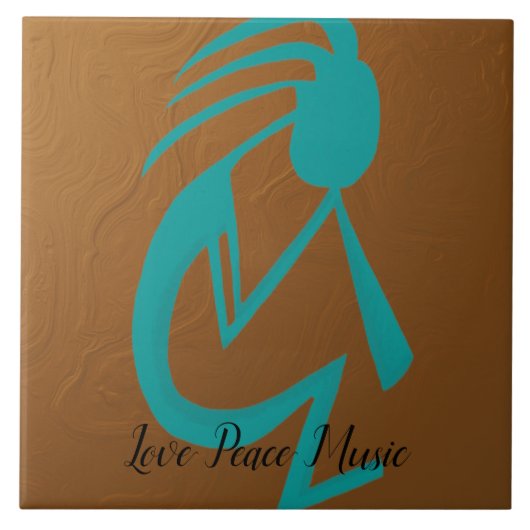 Carreau Belle peinture Turquoise Kokopelli (Devant)