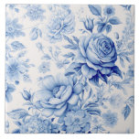 Carreau Belle Roses et Fleurs sauvages Bleus & Blancs<br><div class="desc">Magnifique Chine propre et traditionnelle bleu/blanc aquarelle style rose et fleurs sauvages.</div>