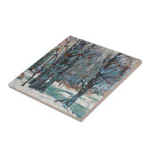 Carreau Belle scène de neige hivernale avec blues et gris (Côté)