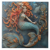 Carreau Belle Sirène Avec Effet 3D Coiffure Orange (Devant)