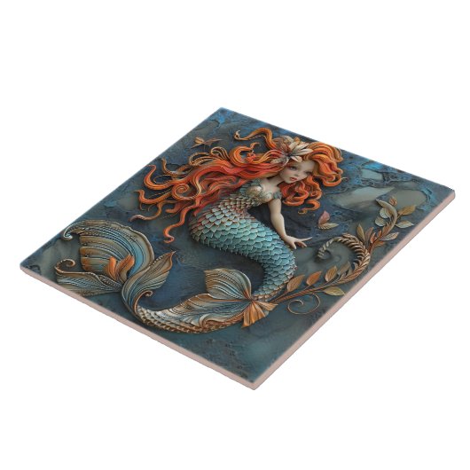 Carreau Belle Sirène Avec Effet 3D Coiffure Orange (Côté)