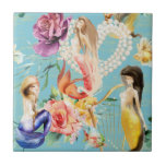 Carreau Belle sirène marine florale marine<br><div class="desc">Cette conception a été créée par art numérique. Elle peut être personnalisée en cliquant sur le bouton personnaliser et en modifiant la couleur, en ajoutant un nom, des initiales ou vos mots préférés. Contactez-moi à l'adresse colorflowcreations@gmail.com si vous souhaitez que ce design soit disponible sur un autre produit. Achetez ma...</div>