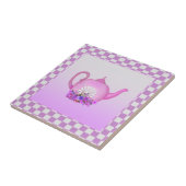 Carreau Belle théière rose avec tuile en céramique Fleurs (Côté)