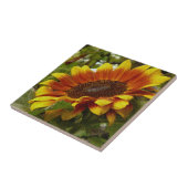 Carreau Belle Tile en céramique de tournesol jaune et oran (Côté)