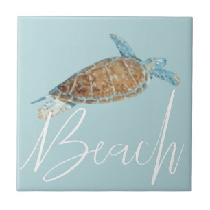 Carreau Belle Tortue De Mer Peinte Avec Plage