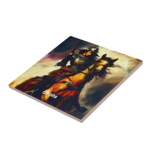 Carreau Belle Valkyrie à cheval (Côté)