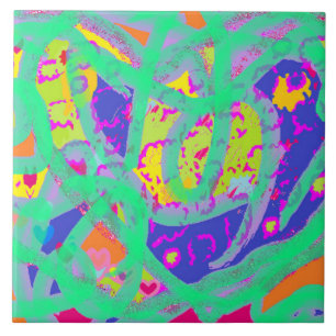 Carreau Belles couleurs pastel art design blues rose