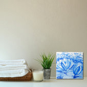 Carreau Belles fleurs de lotus bleues Carrelage céramique