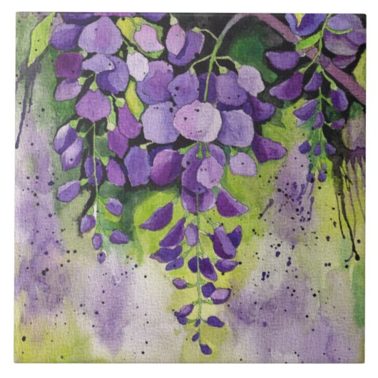 Carreau Belles Fleurs De Wisteria En Carrelage Aquarellé (Devant)