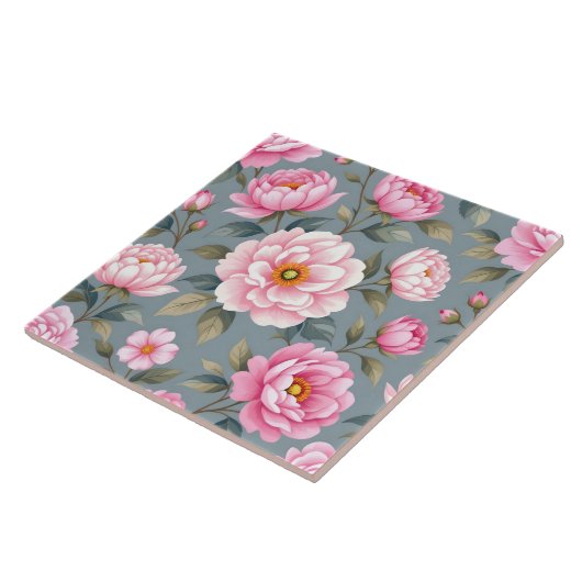 Carreau Belles fleurs roses en fleurs (Côté)