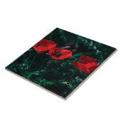 Carreau Belles fleurs rouges à trois pavots (Côté)