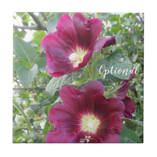 Carreau Belles Fleurs rouges profondes et Feuilles verts (Devant)