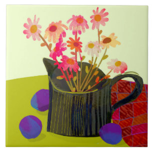 Carreau Belles marguerites céramiques Carrelage de cuisin