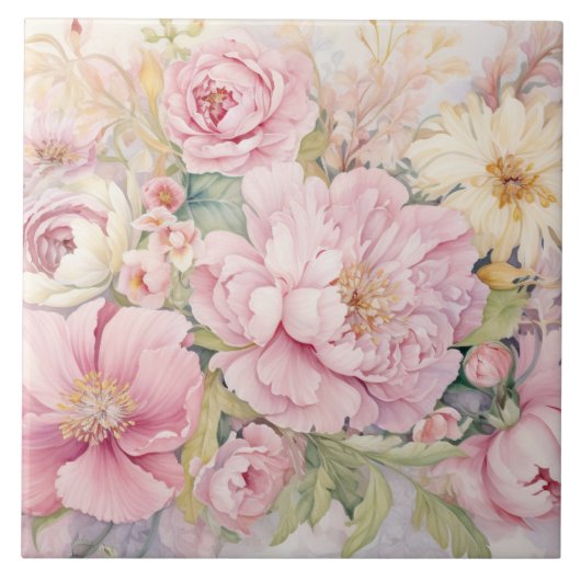 Carreau Belles pivoines roses (Devant)