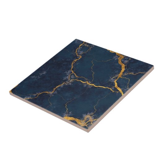 Carreau Belles tuiles de maison en or bleu (Côté)