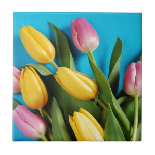 Carreau Belles tulipes roses et jaunes de ressort