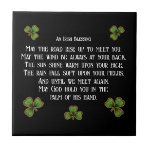 Carreau Bénédiction irlandaise et trèfles noirs et verts