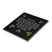 Carreau Bénédiction irlandaise et trèfles noirs et verts (Côté)